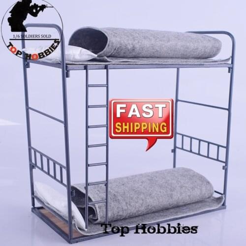 Toy Model WWII German 1/6 Scale Metal & Wooden Bunk Bed Models For 12Inch Soldier Action Figure