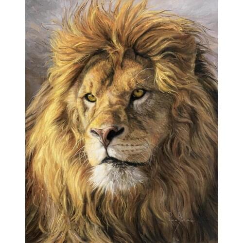 Hand painted oil painting lion modern animal art canvas painting Portrait Of A Lion photo for office Kitchen artwork wall decor