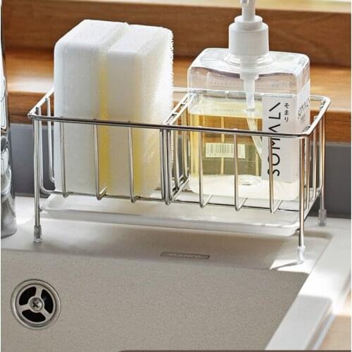 Wholesales China kitchen storage rack household items sponge drying stainless steel sink wipes drainers shelf