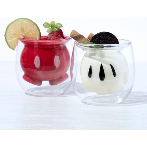 Originality Cartoon Glass Double Wall Transparent Coffee Mug Cold Drink Cups Restaurant Milk Shake Cappuccino Latte Coffee Cups