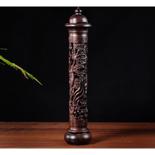 Ebony Wood Dragon Sculpture Stick Incense Burner Wood Pomades Joss Sticks Incense Holder Handmade Censer Aromatherapy Furnace