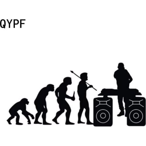QYPF 15.2CM*7.1CM Funny Personality Evolution DJ Music Vinyl Car Sticker Decal S2-0014
