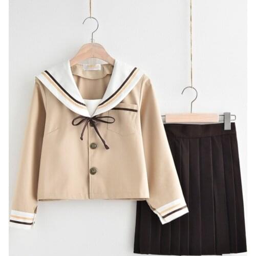 Young Girls School Uniform Students College Soft School Wear Teens College Uniform Top Skirt Suit Female Sailors' Clothes D0187