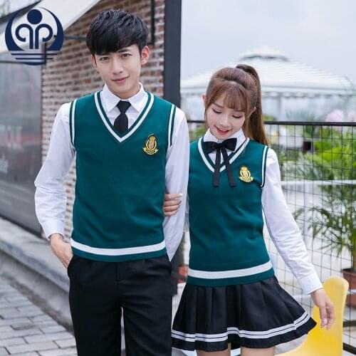 Student School Uniform 4pcs Winter Boy Girls Japanese Students Wear Tenneger College Uniforms Girls Boys Sweater Costume D-0548