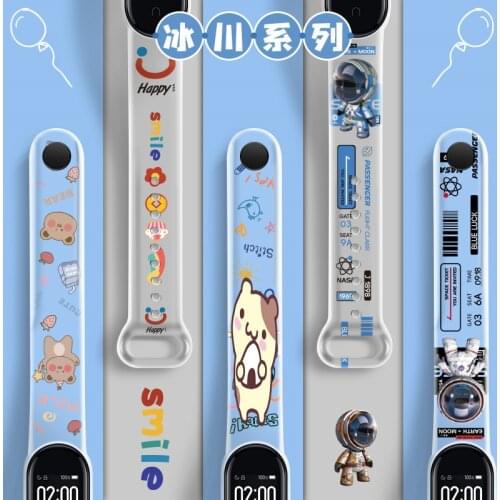 For Mi Band 6 5 4 3 Strap Transparent Printing Silicone Xiaomi 6 5 4 Watchband Bracelet Pulseira Smart Sports Wrist Belt