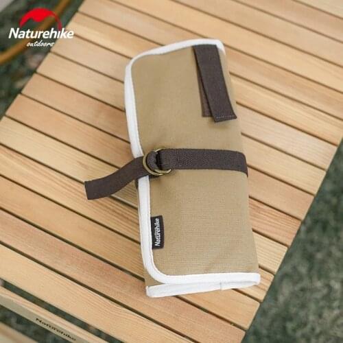Naturehike Cotton Webbing Galvanized Copper Buckle Canvas Tableware Storage Bag Portable Camping Picnic Cooking Hanging Bag