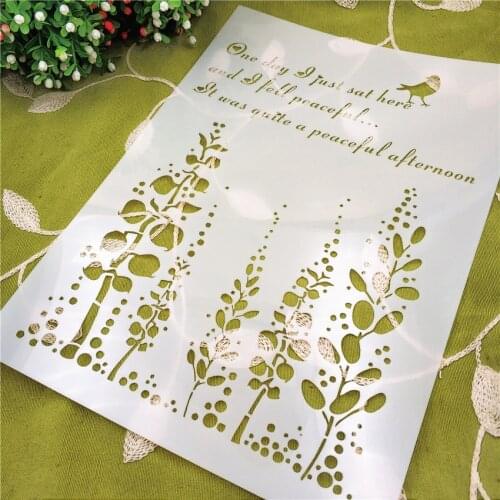 21*29.5 Floating grass scrapbook stencils spray plastic mold shield DIY cake hollow Embellishment printing lace ruler Easter