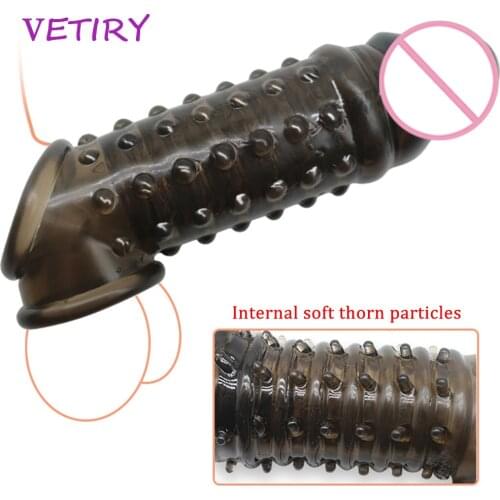 Cock Ring Penis Extender Condom Men Cock Sleeve Soft Spines Stimulation Delayed Ejaculation Sex Toys for Male Penis Enlargement