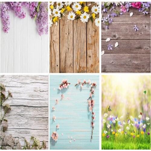 Vinyl Custom Photography Backdrops Props Flower Wood Planks Photo Studio Background 2183 KLZ-24