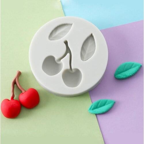 Cherry & leaves Silicone Mold Fondant Mould Cake Decorating Tools Chocolate Gumpaste Mold, Sugarcraft, Kitchen Accessories