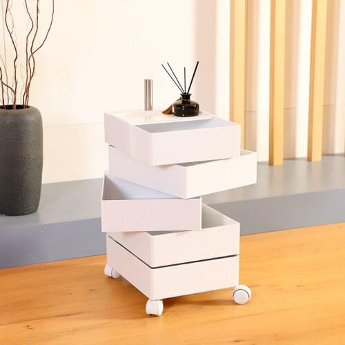 360 Degree Rotating Cabinet Movable Bedside Table Ins Sofa Side Cabinet Storage Cabinet Simple Drawer Cosmetic Storage Cabinet