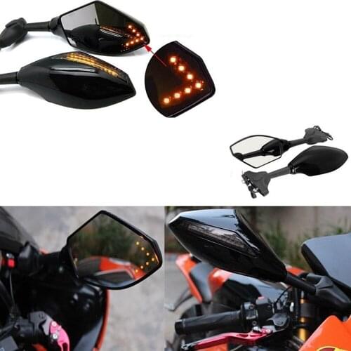 2pcs Mirror Fits for Yamaha YZF R1 R6 FZ1 FZ6 600R R3 With LED Light Rear Mirror Motorcycle Modification Accessories