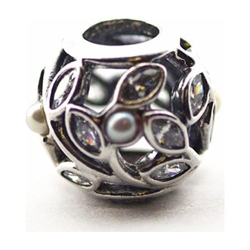 Luminous Leaves Crystal Beads for Charms Bracelets Women Silver 925 Jewelry DIY White Pearls Charm Beads for Jewelry Making