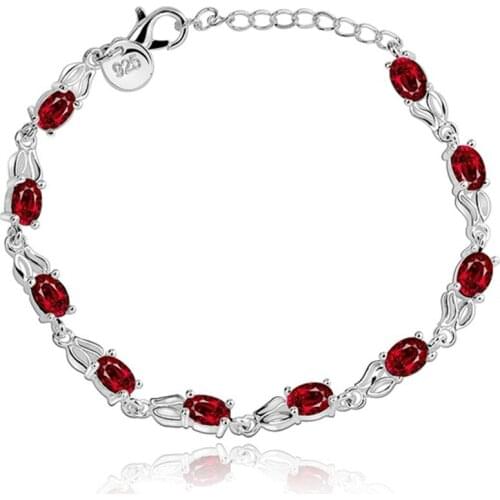 Silver charm bracelet for women red crystal fashion trend top quality jewelry fashion wedding with , JH350