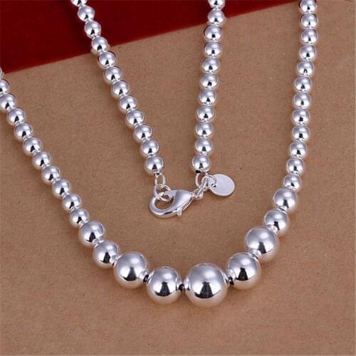 For women wedding charms cute beads chain silver color beads Necklace Fashion trends Jewelry Gifts N195 , tag