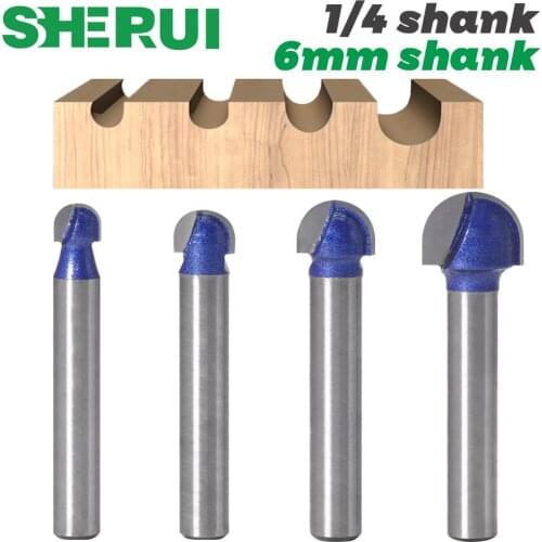 1pcs 1/4″Shank 6mm shank Professional level Ball Nose Router Bits Set End Mill Round Cove Box Solid Carbide CNC Radius Core Mill