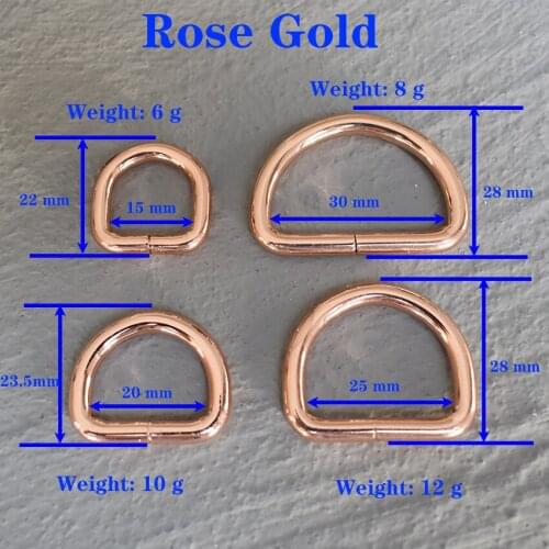 1 Pcs 15/20/25/30mm Metal Rose Gold D Ring DIY Bag Dog Collar Leash Belt Sewing Knapsack Garment Pursestraps Clip Clasp