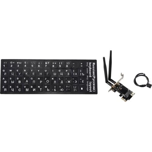 1 Pcs Russian Letters Keyboard Sticker & 1 Set PCI-E X1 To M.2 NGFF E-Key Wifi Wireless Network Adapter Converter Card
