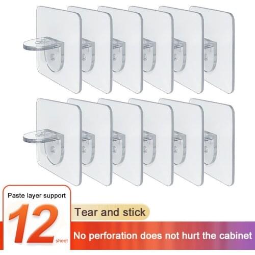 12/8/4 Pcs Shelf Support Hooks Sticker Punch-free Layered Partition Bracket Paste Screw Hook Triangle Bracket Support Shelf Hook