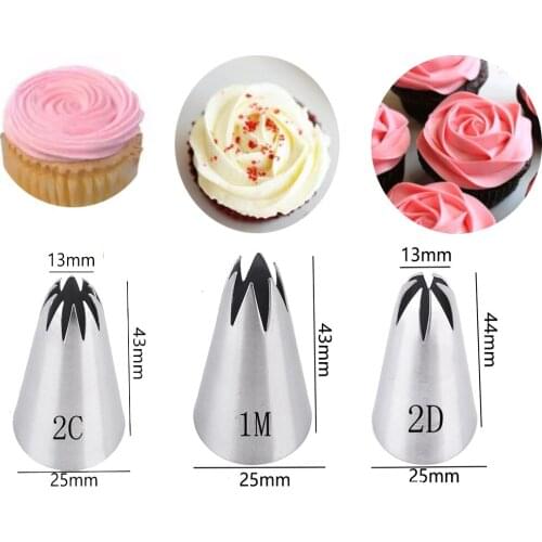 3 Pcs Russian Tips Pastry Large Size Cream Steel Stainless Nozzle Icing Piping Set Decorating Tips Cupcake Cakes Baking Tools
