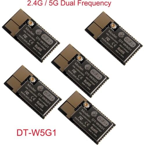 5Pcs DT-W5G1 2.4G 5G Dual Frequency Wifi Module W/ Antenna interface for Home Automation Smart Home IP Camera Wireless Control