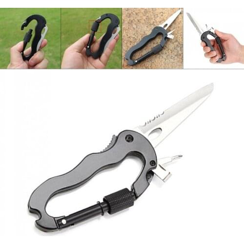 5 in 1 Multifunction Portable EDC Climbing Carabiner Hook Pocket Military Survival Tool, Gear Multi Tool Buckle Locks