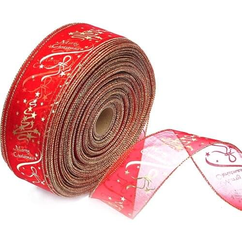 6.3*200cm Red Gold Printed Christmas Tree Decoration Ribbon Christmas Decorations Christmas Decorations for Home