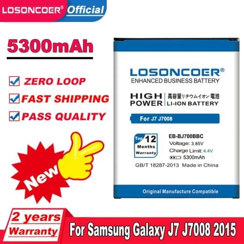 LOSONCOER 5300mAh EB-BJ700BBC Battery For Samsung GALAXY J7 J7008 J700F SM-J7008 J7000 J700 ON7 G6000 Battery