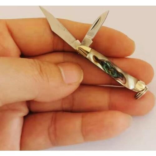 Free shipping mini Two Blades Pocket Knife Camping Tactical Folding Knife Exquisite gift Knife Abalone Shell Handle