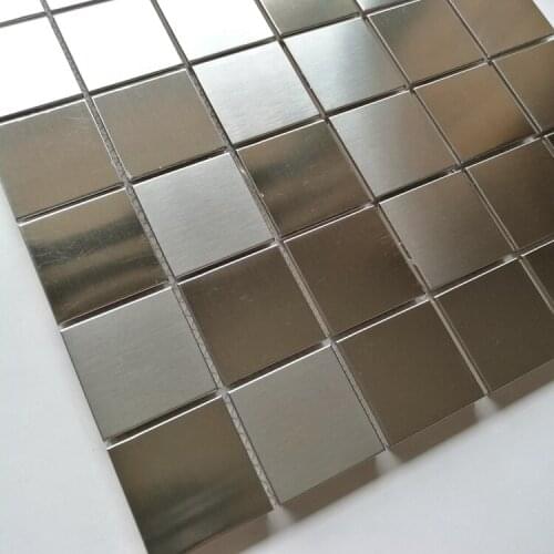 Free shipping brushed silver stainless steel metal mosaic tile for bathroom KTV background decoration