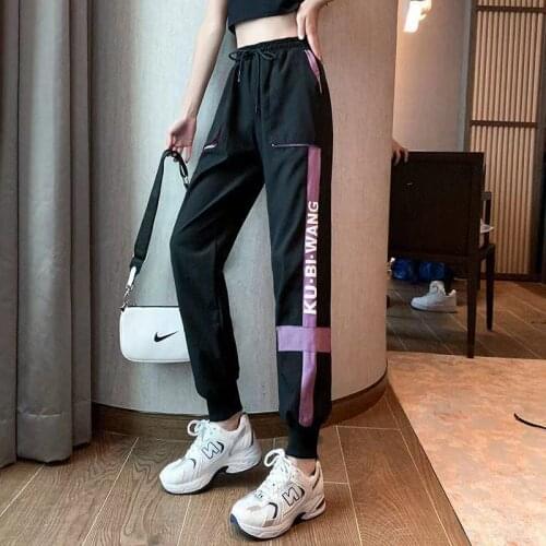 Women Jogger Sports Sweatpants Female Cargo Pants Print Streetwear Hip Hop Casual Black Harem Pants Harajuku Fashion Trousers