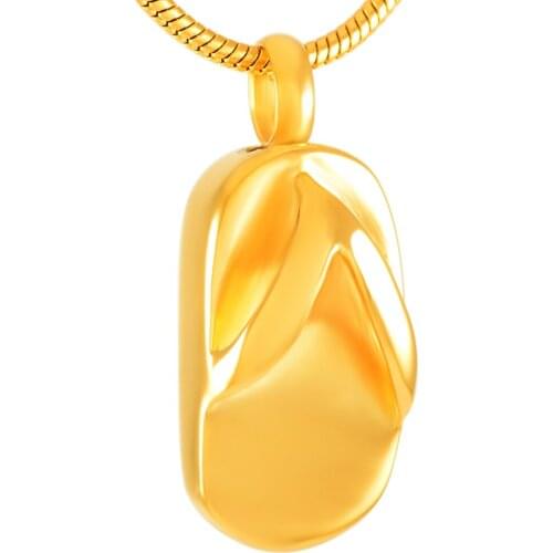CMJ8401 Memorial Jewelry Gold Slipper Shape Round Edge Pendant Ash Holder Cremation Urns Necklace Stainless Steel Fine Jewelry