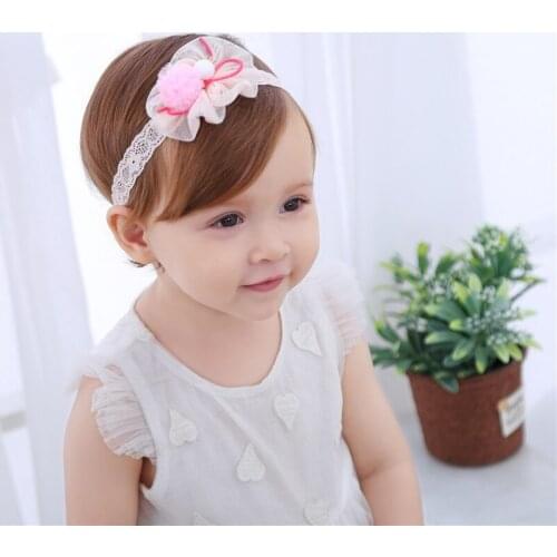 Baby Pearl Artific Flower Headbands for Girls Newborn Hairbands Nylon Elastic Toddler Handmade Floral Infant Hair Bands