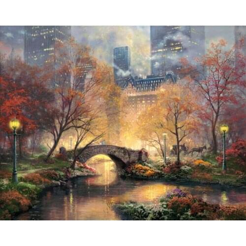 Free shipping classical Thomas light red tree city scenery canvas prints oil painting printed on canvas art decoration picture