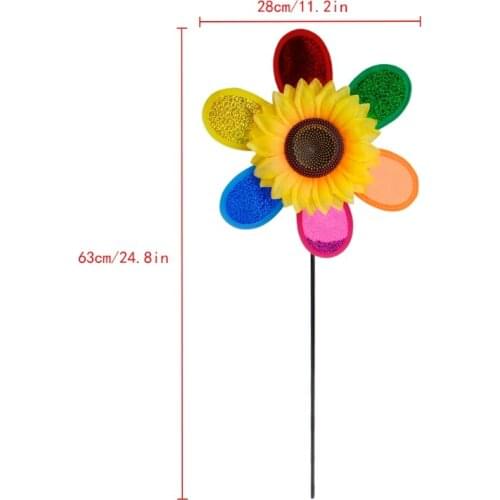 Colorful Sequins Sunflower Windmill Wind Spinner Home Garden Yard Decoration BX0D