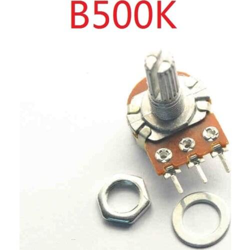 100pcs WH148 B500K Linear Potentiometer Pots 15mm Shaft with Nuts and Washers 3 Pin