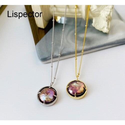 Lispector 925 Sterling Silver Baroque Colorful Natural Pearl Pendant Necklace for Women Beads Chain Round Charm Matching Jewelry