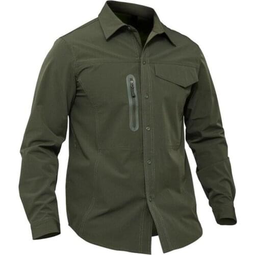 Fashion Casual Shirts High Quality Soft Breathable Long Sleeve Tactical Clothing Solid Color Turn-down Collar Handsome Men Tops