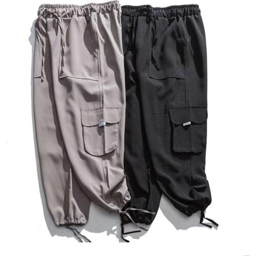 2021 Korean Man Casual Joggers Pants Solid Color Men Harem Pants Elastic Waist Mens Straight Trousers Bottoms