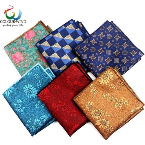 Mens Woven Polyester Pocket Square Plaid Solid Floral Design Handkerchief Handmade 23*23CM Normal Navy Hanky Men Accessories