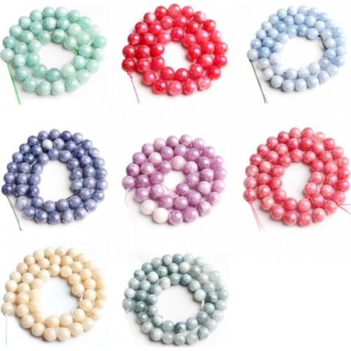 Wholesale 4-12mm Natural Angelite Plated Stone Beads Round Loose Beads For Women Jewelry Making DIY Necklace Bracelet 15