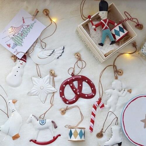 Christmas Tree Hanging Angel Bear Santa Bells Decoration Xmas Party Wedding Ornament Metal Pendants Christmas Gifts 1pcs