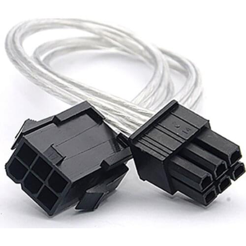 Transparent 6 Pin Male to 6 Pin Female Tinned Copper PCI Express Power Converter Cable Video Graphics Card 6Pin to Pin PCI-E