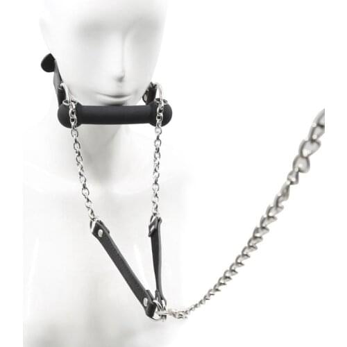 BDSM Bondage Slave Dog Oral Gag Adjustable Collar Restraint Nipple Clamps Adult Game Couple Sex Toys