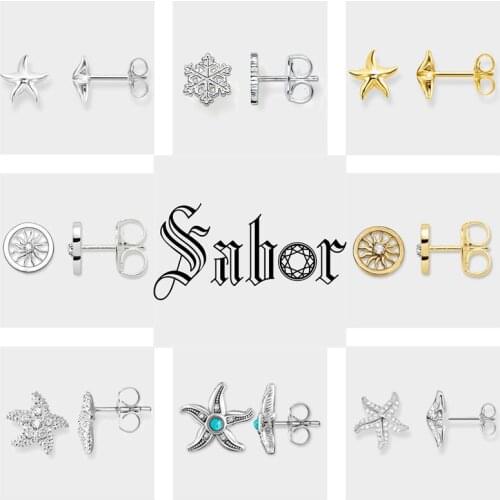 Starfish Sun Snowflake Stud Earrings party Jewelry silver color Casual Fitness Gift For Women Lover 2020 New thomas