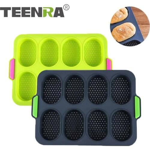 TEENRA 8 Cavity Silicone Bread Mold 3D Cake Decorating Moulds Bread Biscuit Molds Baking Pan For Cake Bakeware