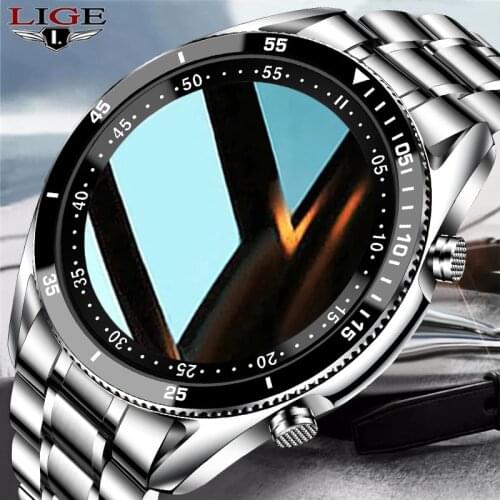 LIGE 2021 New Smart Watch Men Full Touch Screen Sports Fitness Watch IP67 Waterproof Bluetooth For Android Ios Smartwatch Mens