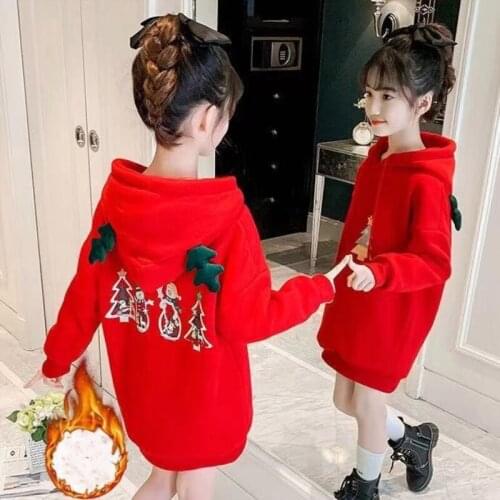 Girls' Hoodies Sweatshirts Kids Outwear 2021 Long Velvet Thicken Warm Winter Autumn Cotton Fleece Outdoor Childrens Clothing