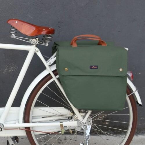 Tourbon Vintage Bike Pannier Back Rear Seat Bicycle Cycling Luggage Two Storage Bags 23L Water Repellent Wax Canvas