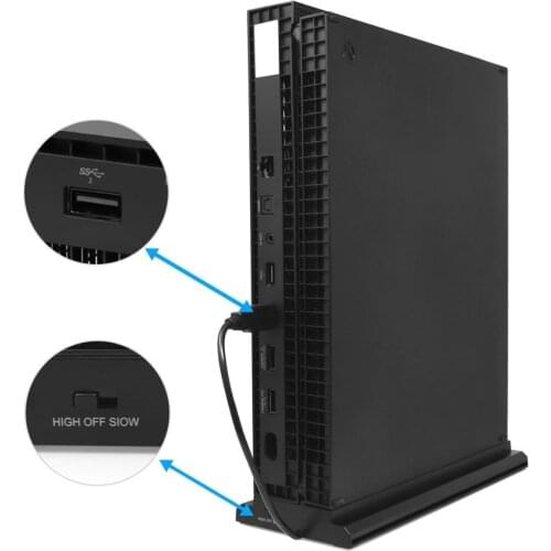 Vertical Stand with 3 Fast Cooling Fans Cooler Fan 3 USB 2.0 Hub Ports Game Charger for XboxOne X Gaming Console Plus and Play